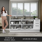 Kit 2 Muebles de Cocina Bajo Agata 2.00 Metros Blanco