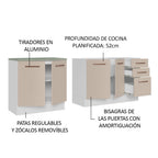 Kit 2 Muebles de Cocina Bajo Agata 2.00 Metros Blanco/Crema