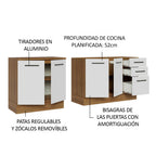 Kit 2 Muebles de Cocina Bajo Agata 2.00 Metros Marrón/Blanco