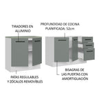 Kit 2 Muebles de Cocina Bajo Agata 2.00 Metros Blanco/Gris