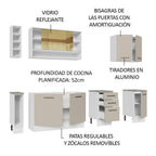 Cocina Integral Agata Thêmis 2.20 Metros Blanco/Crema