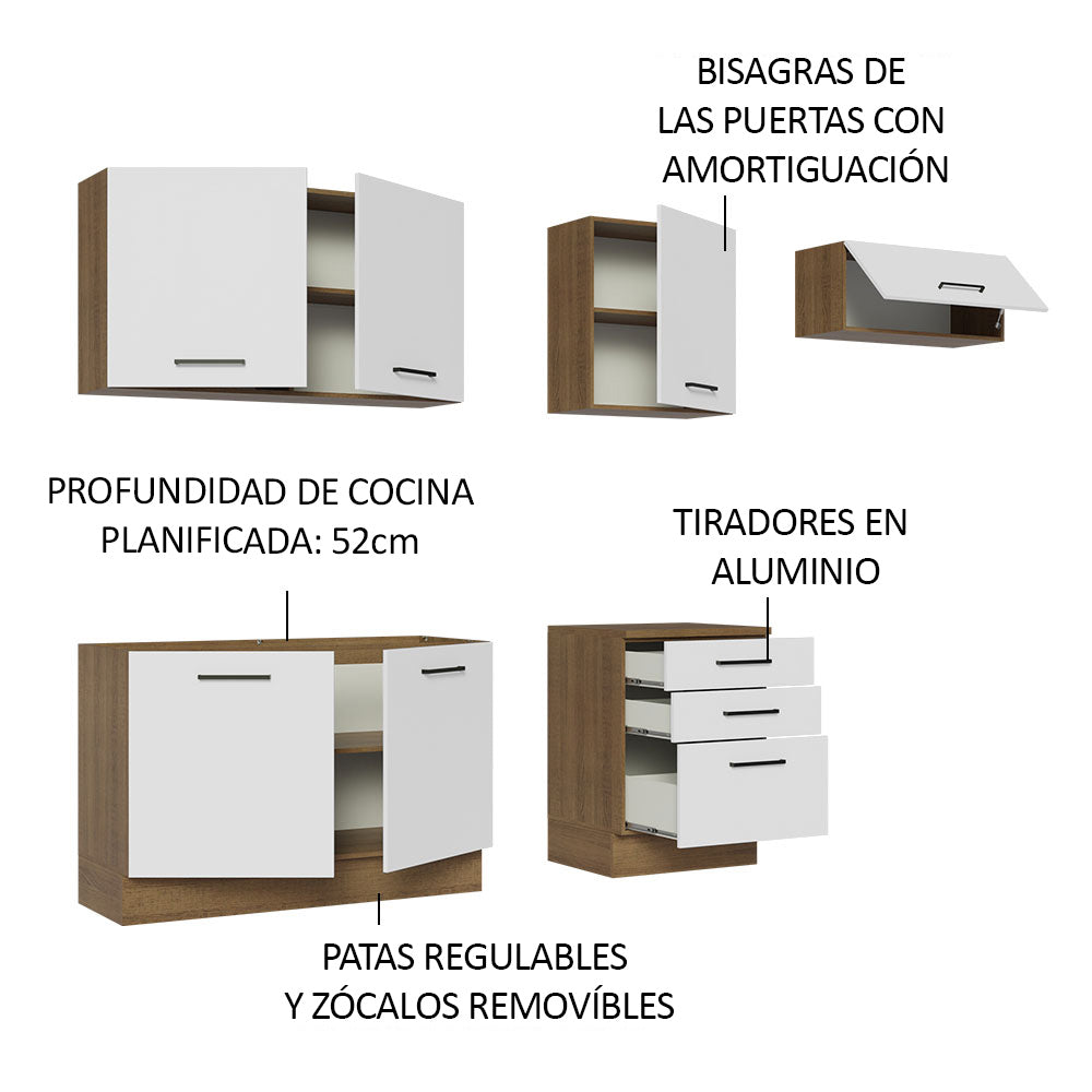 Cocina Integral Agata 2.60 m Marrón/Blanco 02