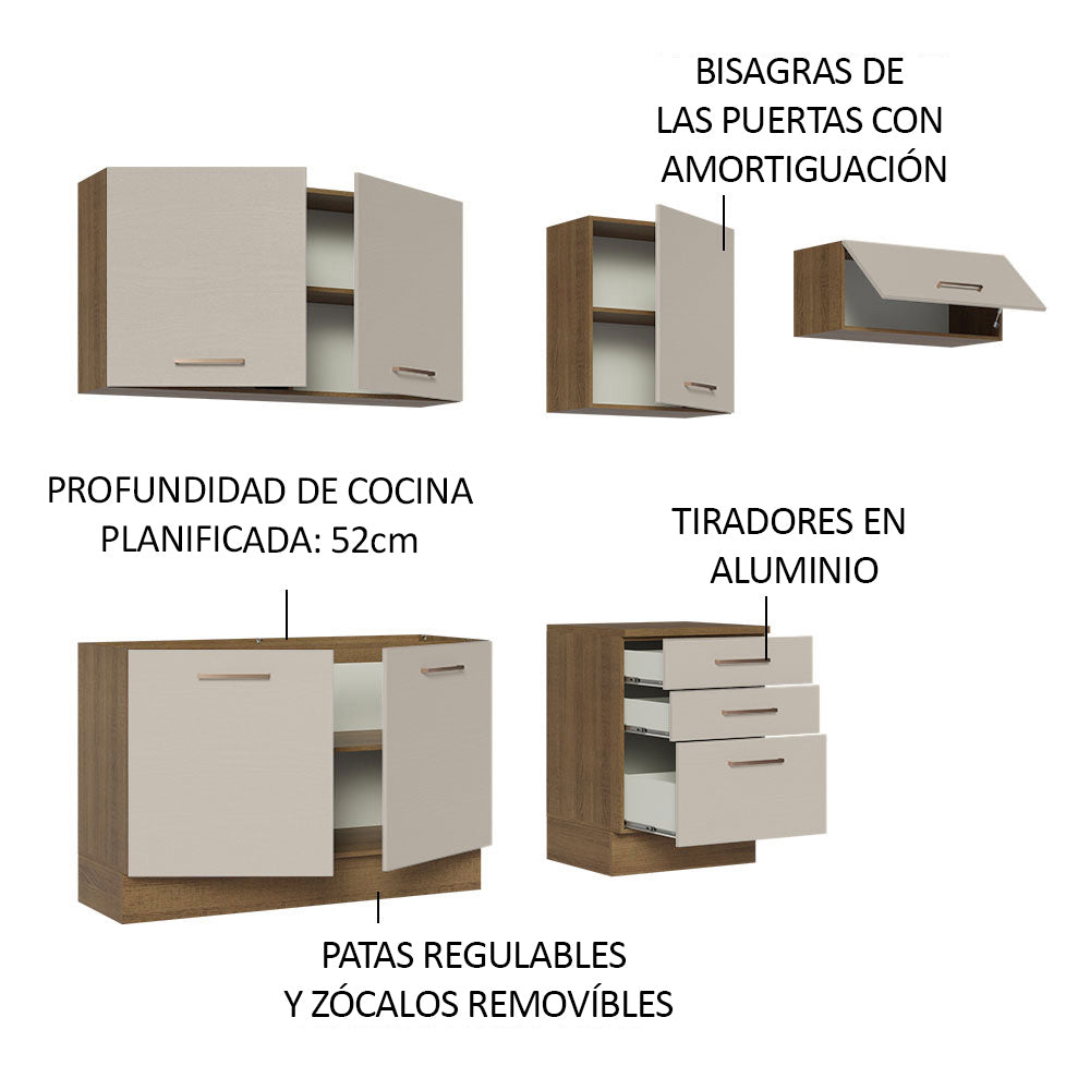 Cocina Integral Agata 2.60 m Marrón/Crema 02