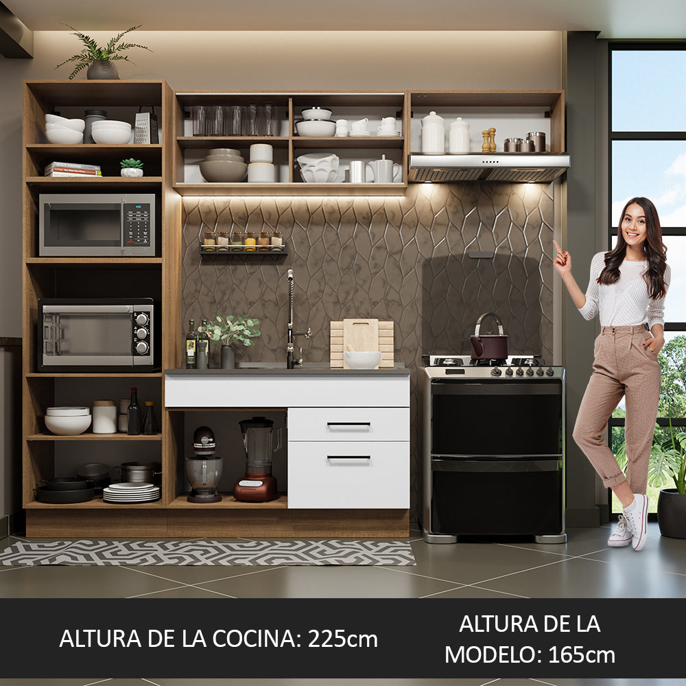 Cocina Integral Agata 2.70 Metros Marrón/Blanco 04