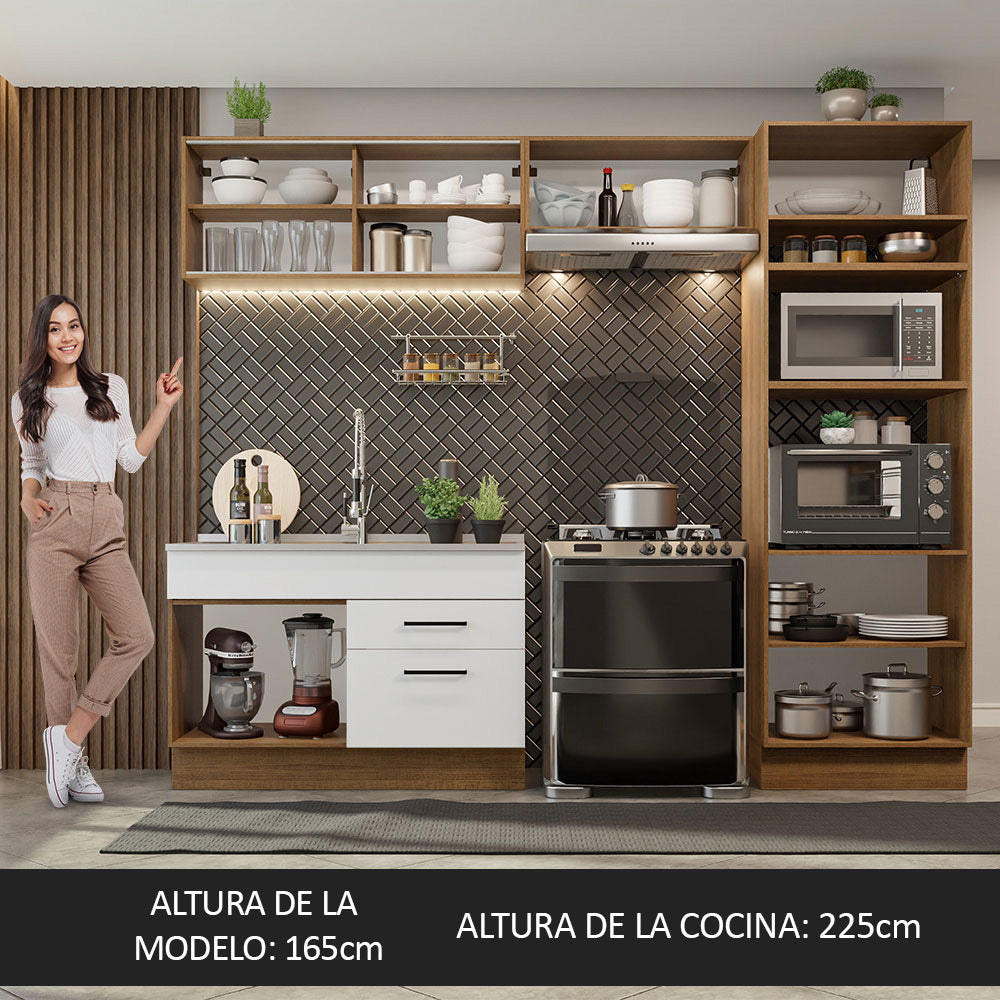 Cocina Integral Agata 2.70 Metros Marrón/Blanco 05