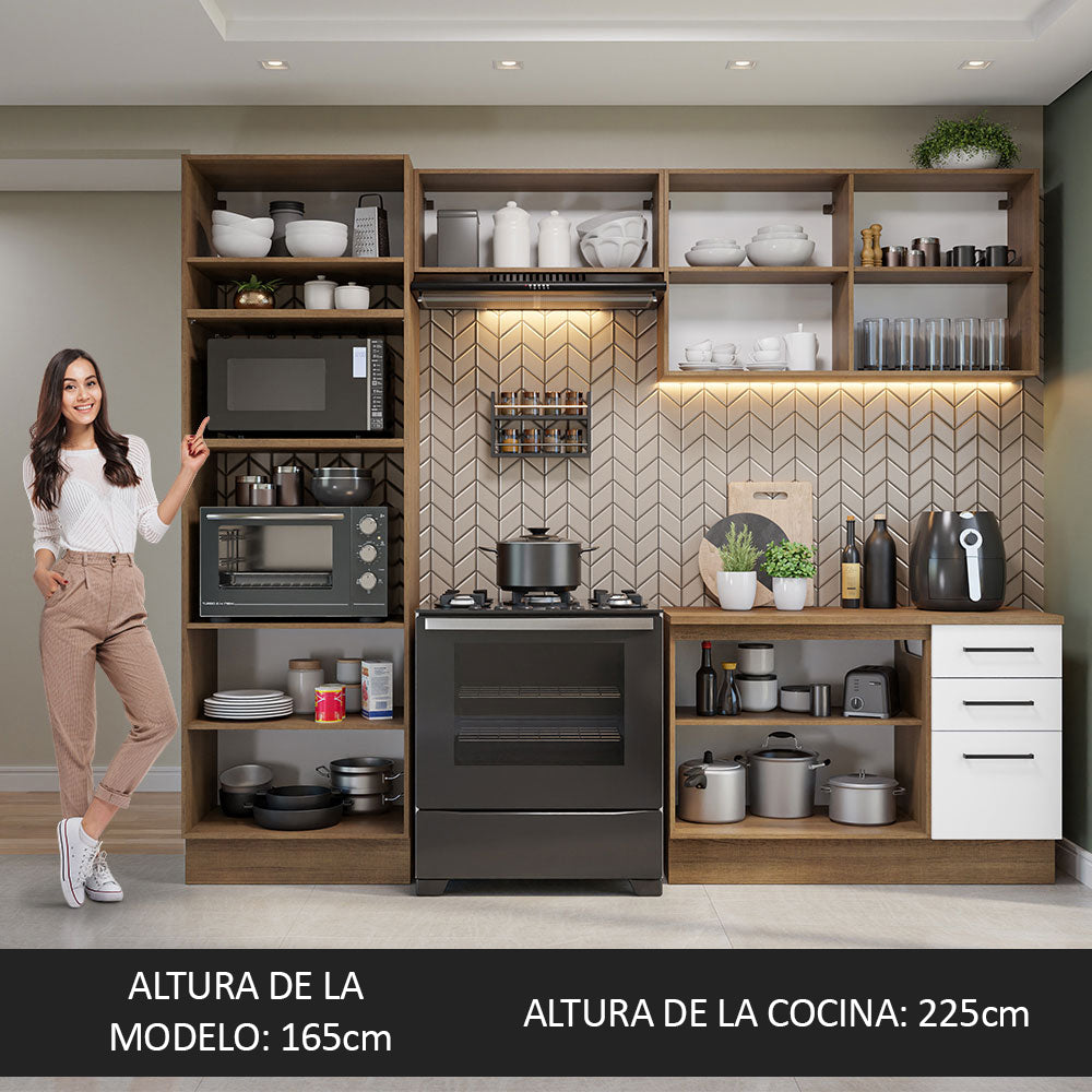 Cocina Integral Agata 2.70 m con Encimera Marrón/Blanco 07
