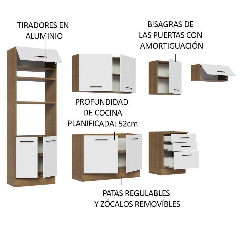 Cocina Integral Agata 3.30 Metros Marrón/Blanco 01