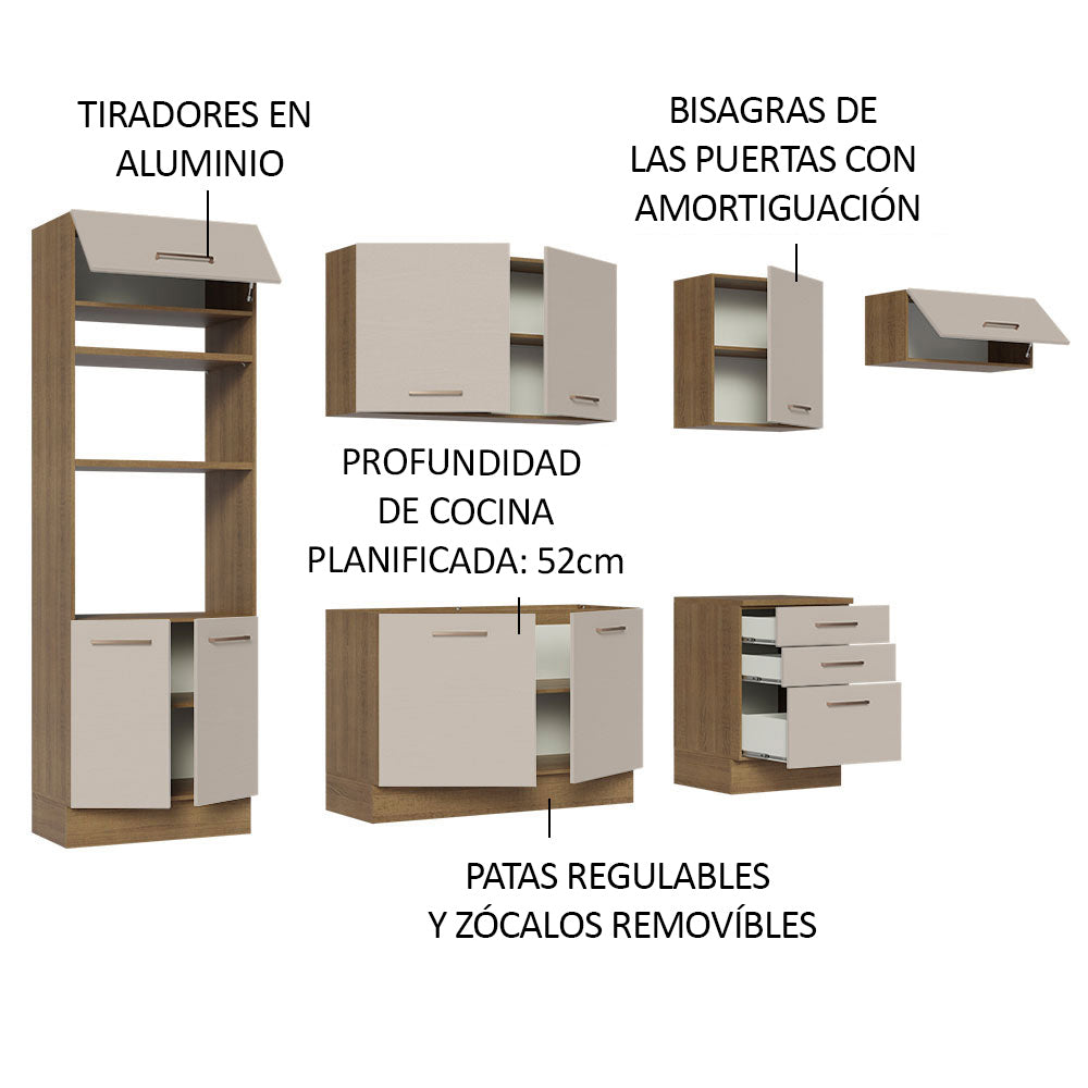 Cocina Integral Agata 3.30 Metros Marrón/Crema 01