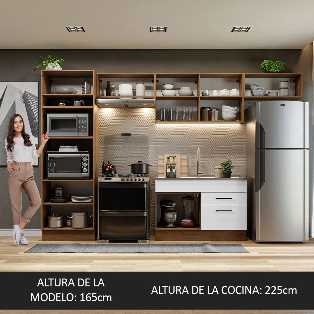 Cocina Integral Agata 3.50 Metros Marrón/Blanco 01