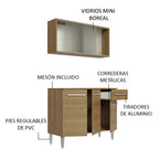 Cocina Integral Compacta Emilly 1.05 Metros Marrón