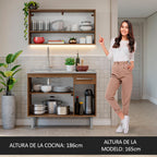 Cocina Integral Compacta Emilly 1.05 m con Mesón de Acero Marrón 04