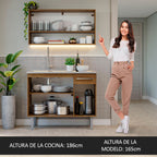 Cocina Integral Compacta Emilly 1.05 m con Mesón de Acero Marrón/Gris 04