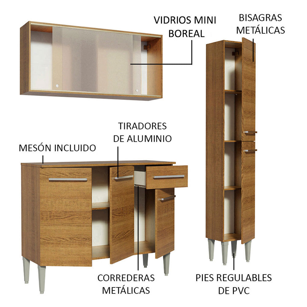 Cocina Integral Emilly Force 1.40 Metros Marrón 02