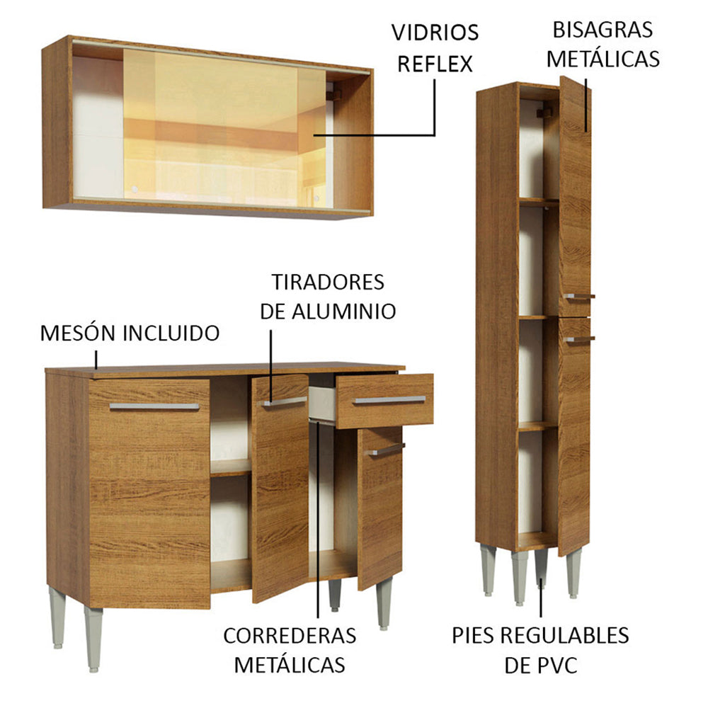 Cocina Integral Emilly Gold 1.40 Metros Marrón 03