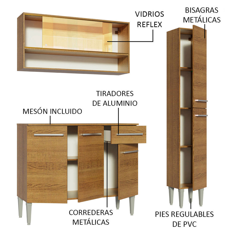 Cocina Integral Emilly Art 1.40 Metros Marrón 04