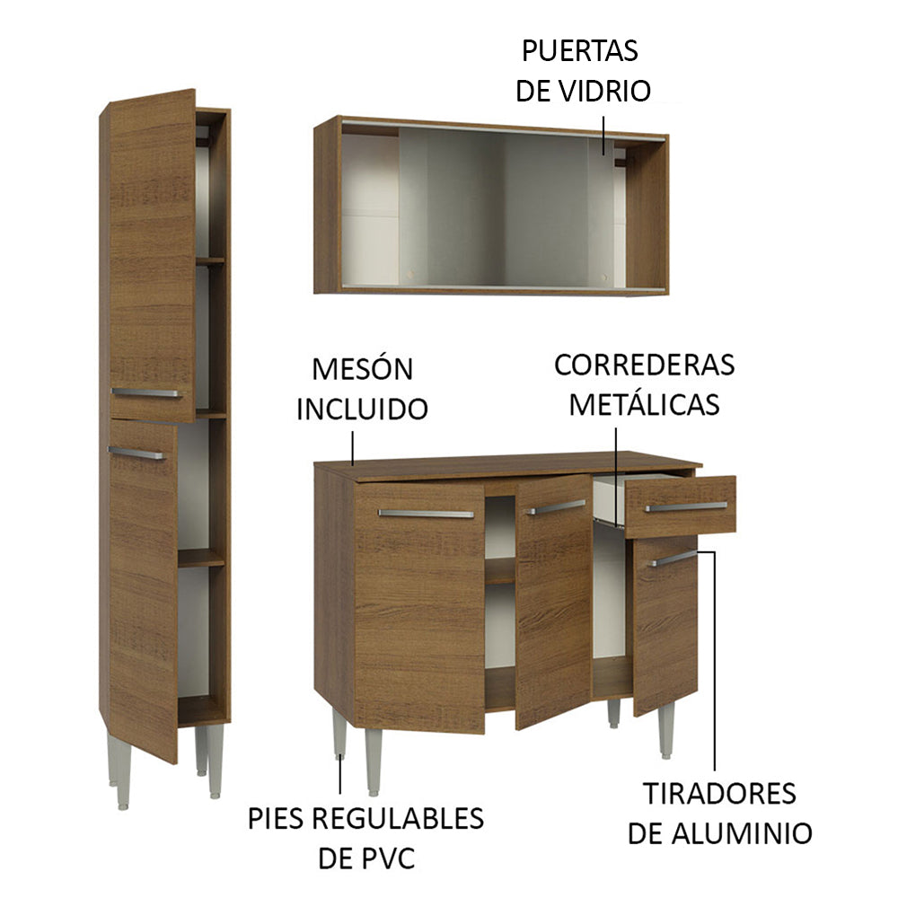 Cocina Integral Emilly 1.40 Metros Marrón 05