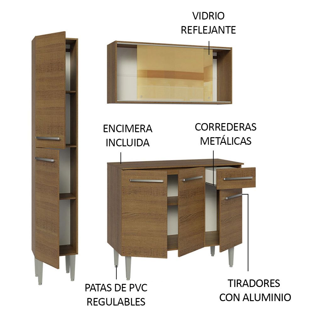 Cocina Integral Emilly 1.40 Metros Marrón 06