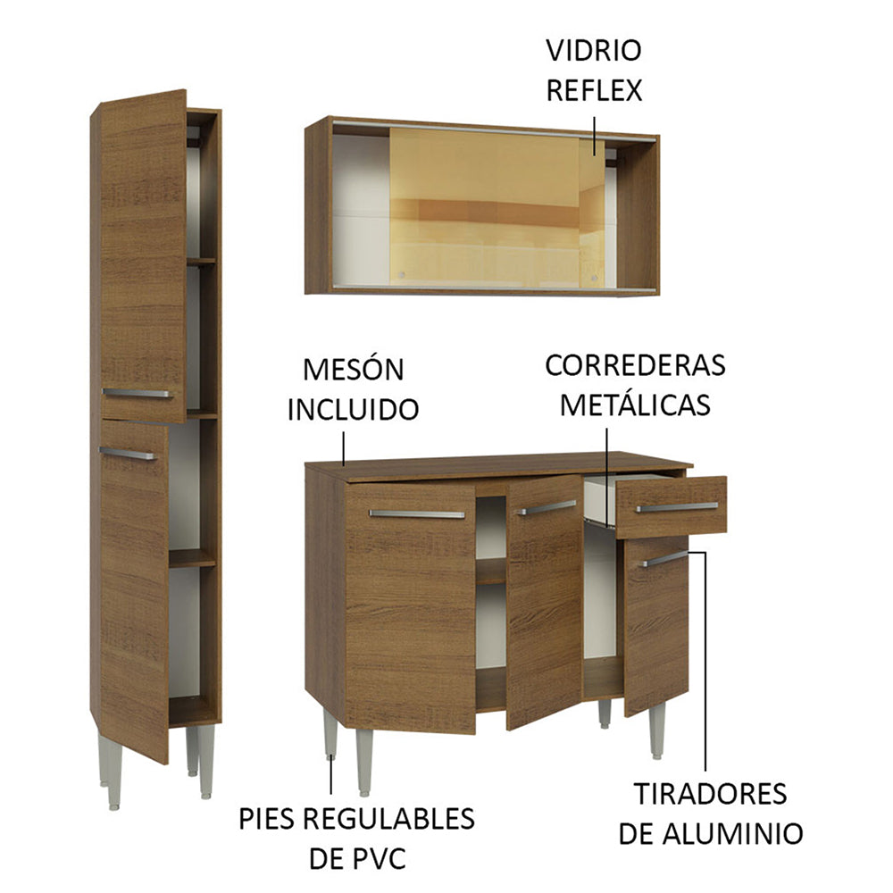 Cocina Integral Emilly 1.40 Metros Marrón 06