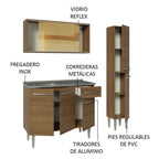 Cocina Integral Emilly 1.40 m con Mesón de Acero Marrón 08