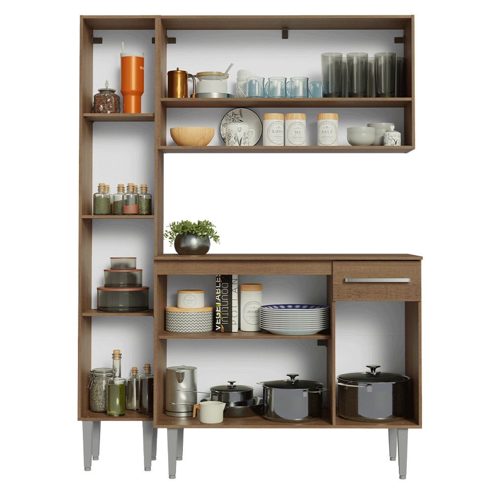Cocina Integral Emilly 1.40 Metros Marrón 12