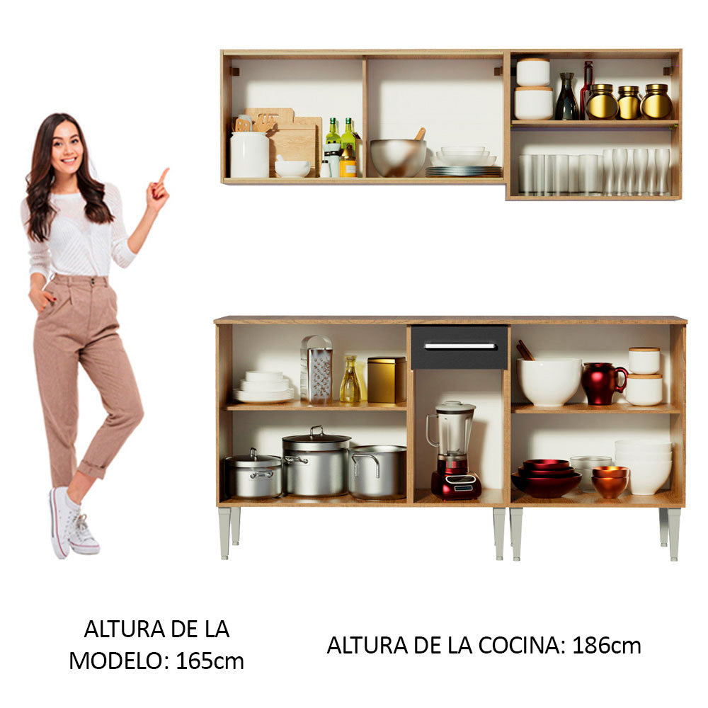 Cocina Integral Emilly Drive 1.70 Metros Marrón/Negro 04