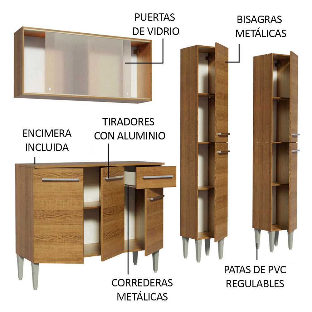 Cocina Integral Emilly Fly 1.70 Metros Marrón 05