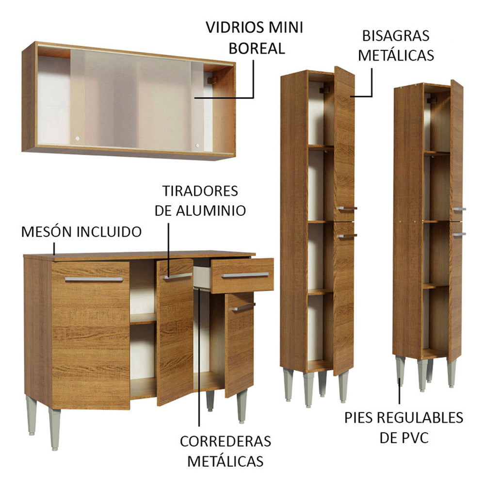 Cocina Integral Emilly Fly 1.70 Metros Marrón 05