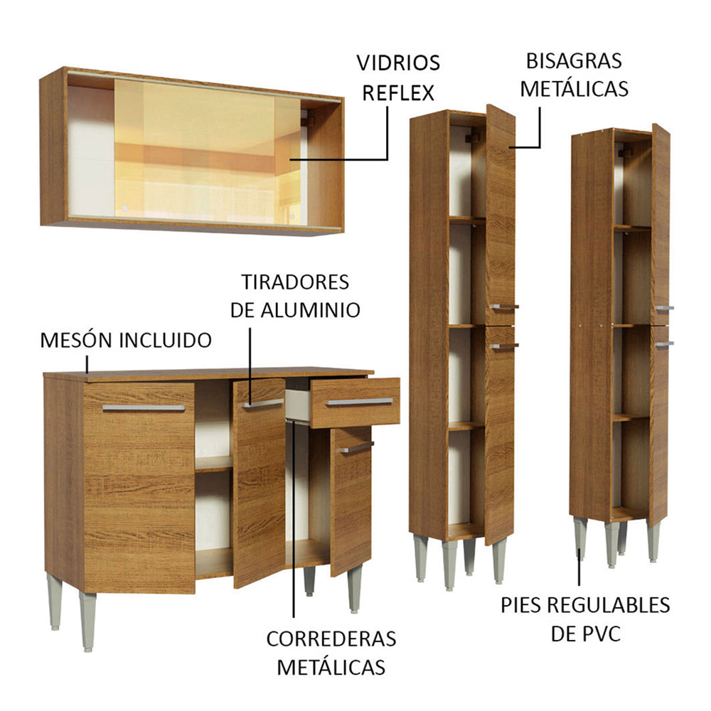 Cocina Integral Emilly Voice 1.70 Metros Marrón 06