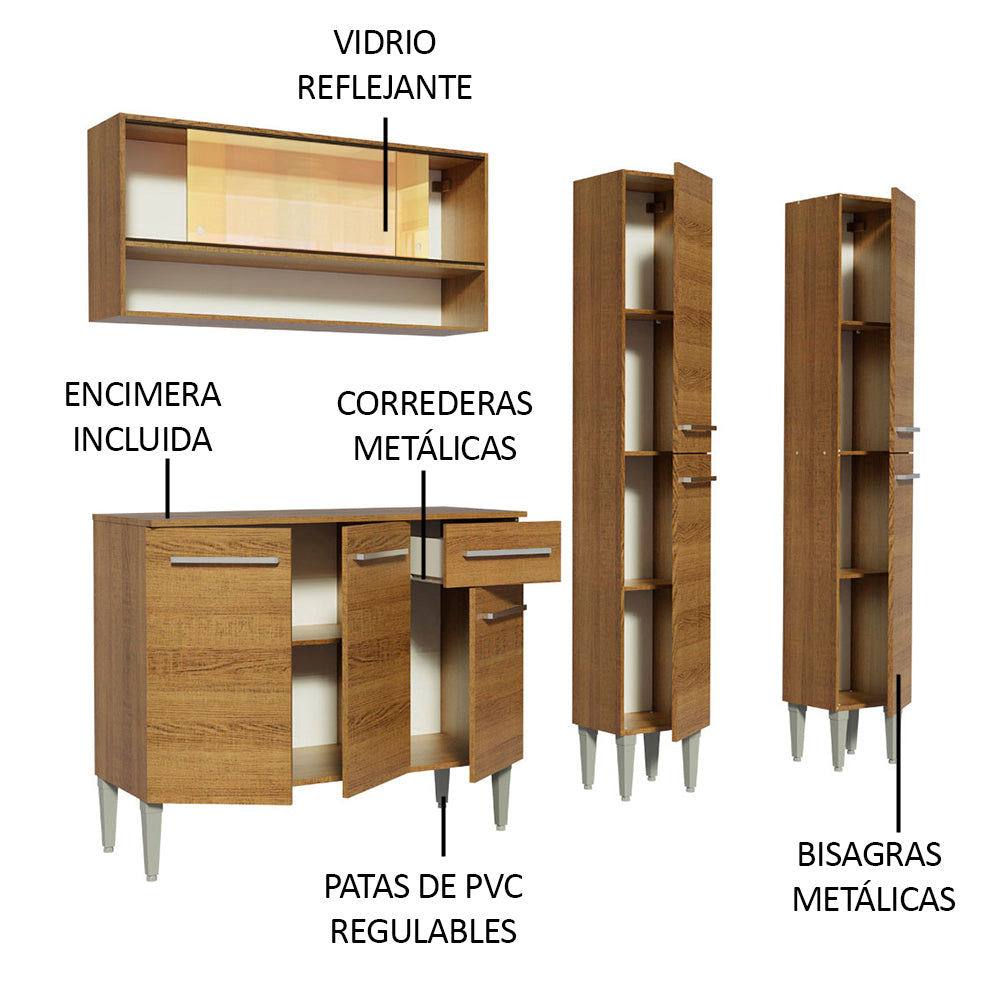 Cocina Integral Emilly Winter 1.70 Metros Marrón 08