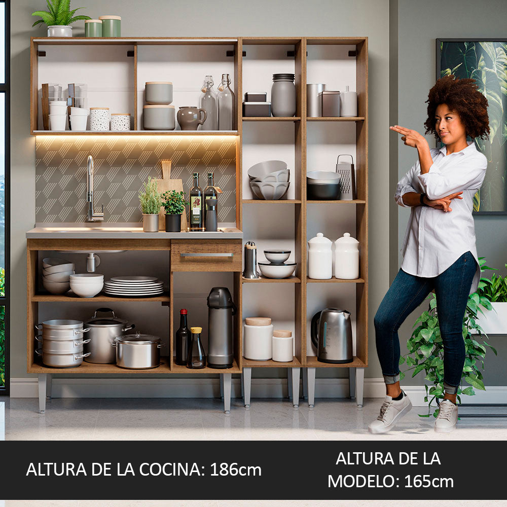 Cocina Integral Emilly 1.70 m con Mesón de Acero Marrón 11