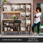 Cocina Integral Emilly 169 cm con Mesón de Acero 11 Marrón/Negro Madesa