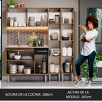 Cocina Integral Emilly 169 cm con Mesón de Acero 12 Marrón/Negro Madesa