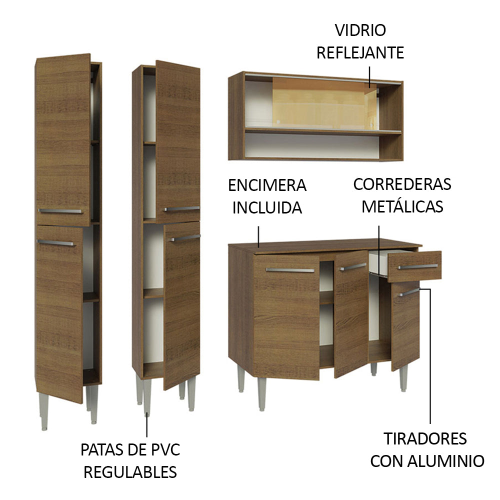 Cocina Integral Emilly 1.70 Metros Marrón 13