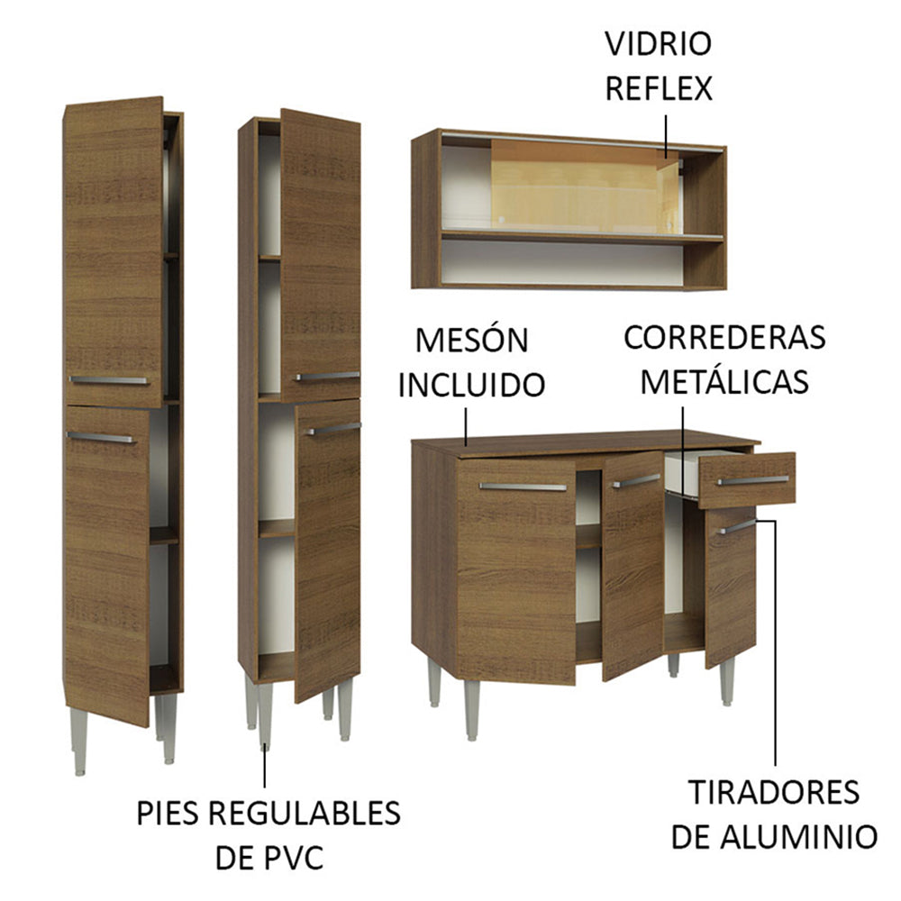 Cocina Integral Emilly 1.70 Metros Marrón 13