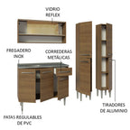 Cocina Integral Emilly 1.70 m con Mesón de Acero Marrón 14