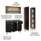 Cocina Integral Emilly 169 cm con Mesón de Acero 14 Marrón/Negro Madesa