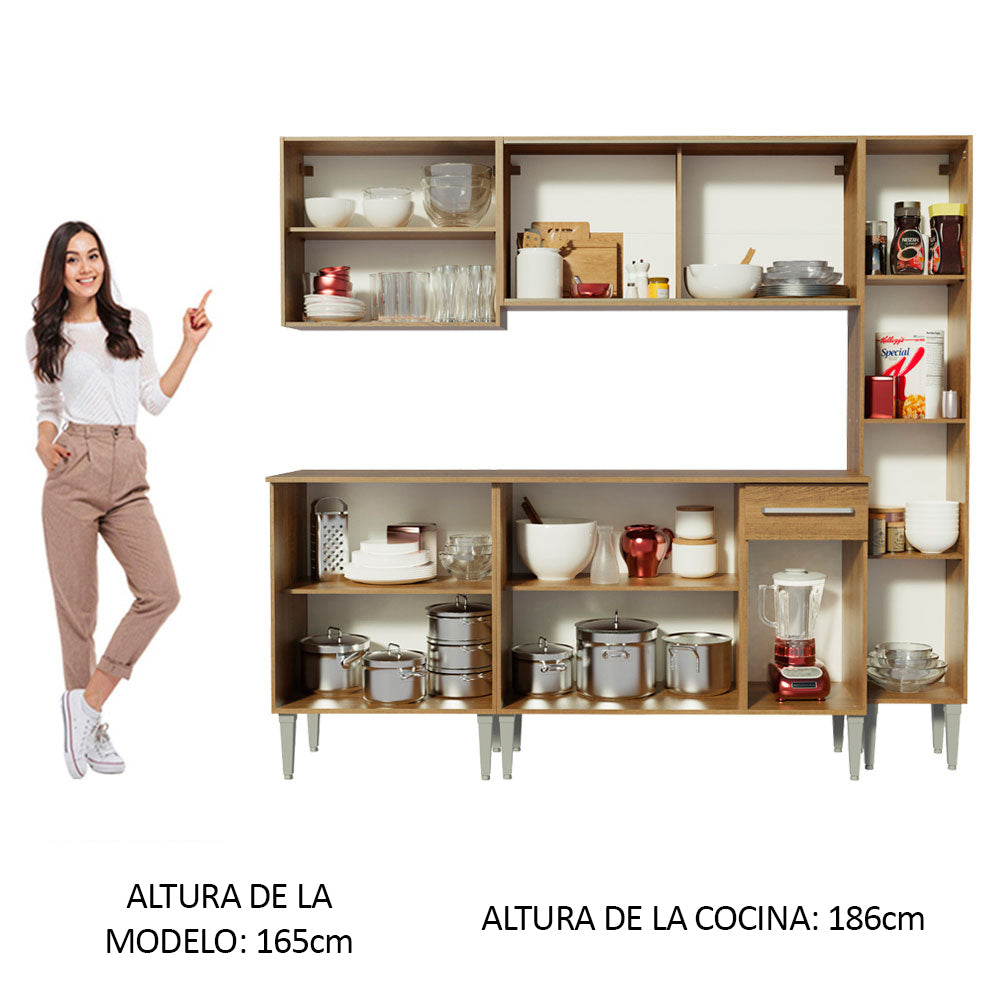 Cocina Integral Emilly Fast 2.00 Metros Marrón
