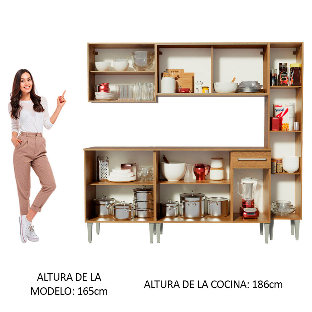Cocina Integral Emilly West 2.00 Metros Marrón