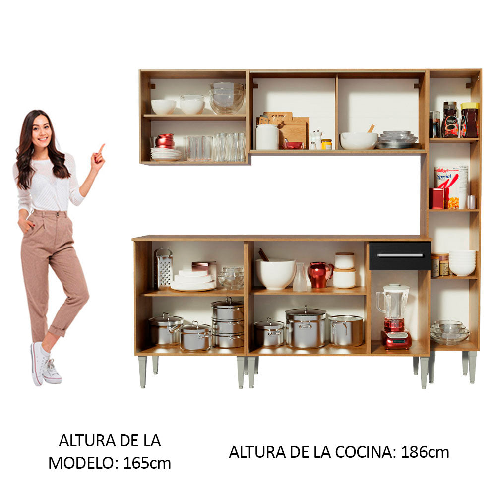 Cocina Integral Emilly West 2.00 Metros Marrón/Negro