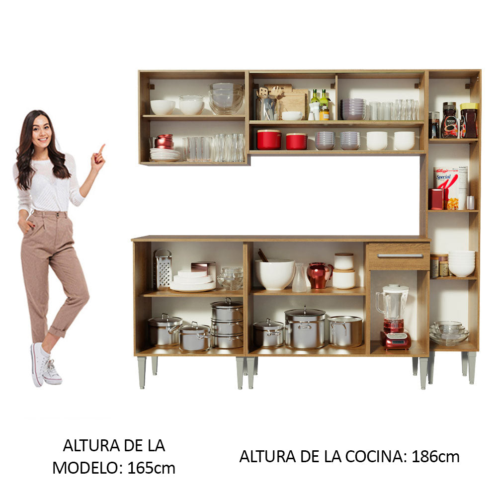 Cocina Integral Emilly Sky 2.00 Metros Marrón