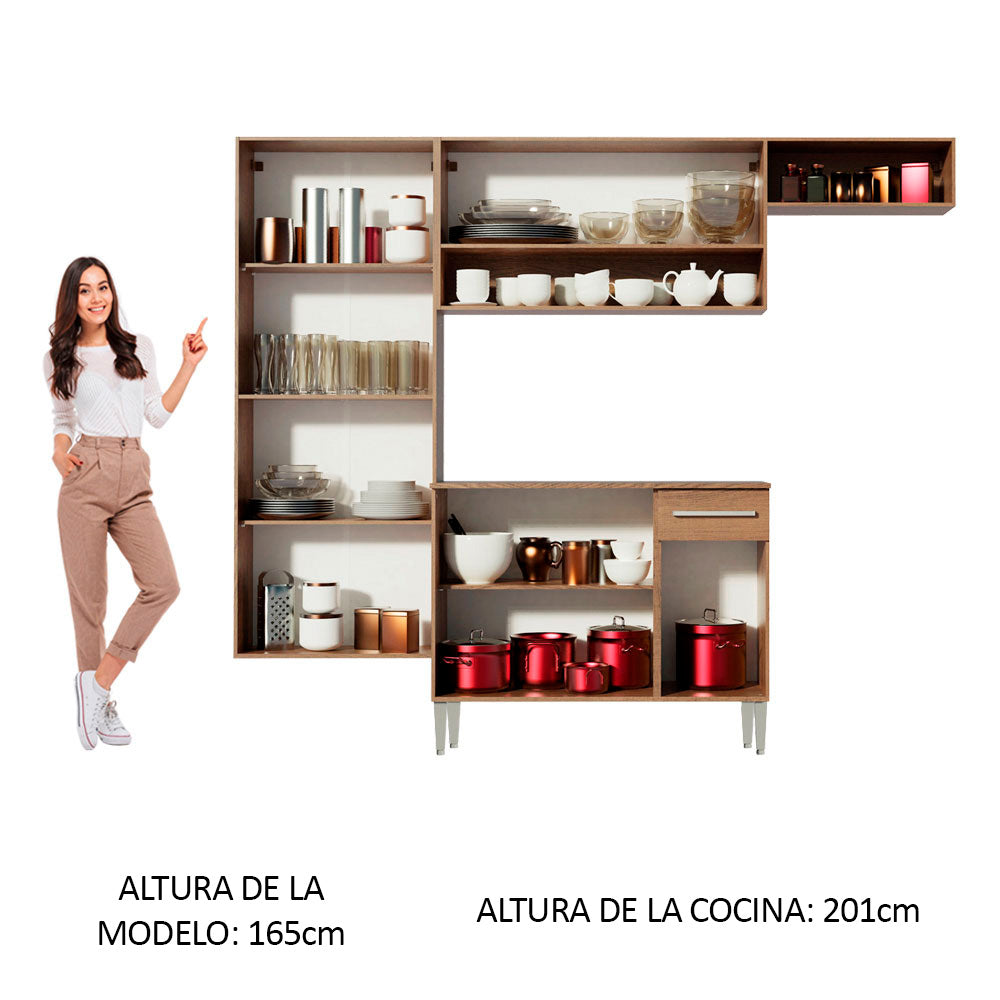Cocina Integral Emilly Fit 2.30 Metros Marrón