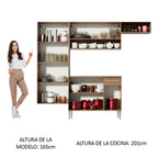 Cocina Integral Emilly Fit 2.30 Metros Marrón/Gris