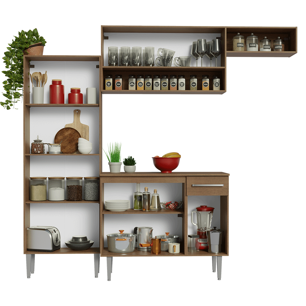 Cocina Integral Emilly 2.30 Metros Marrón 18