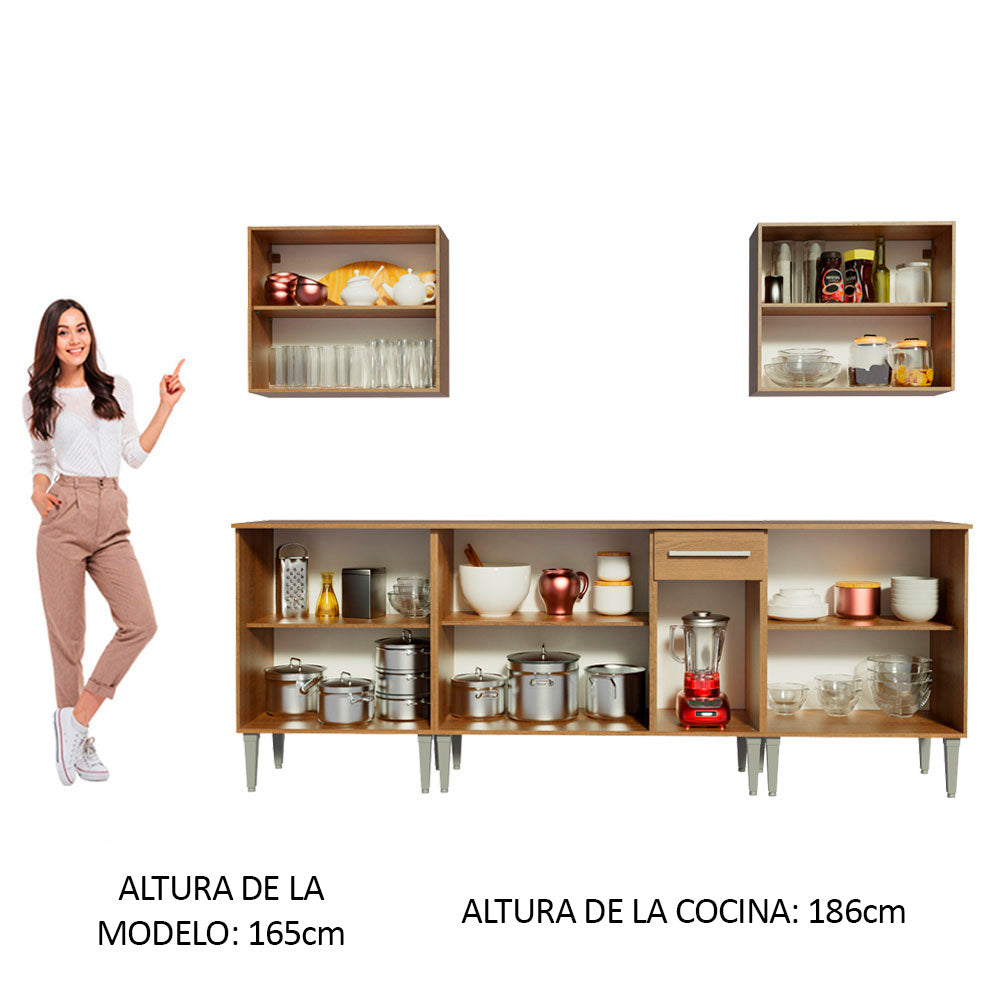 Cocina Integral Emilly King 2.30 Metros Marrón