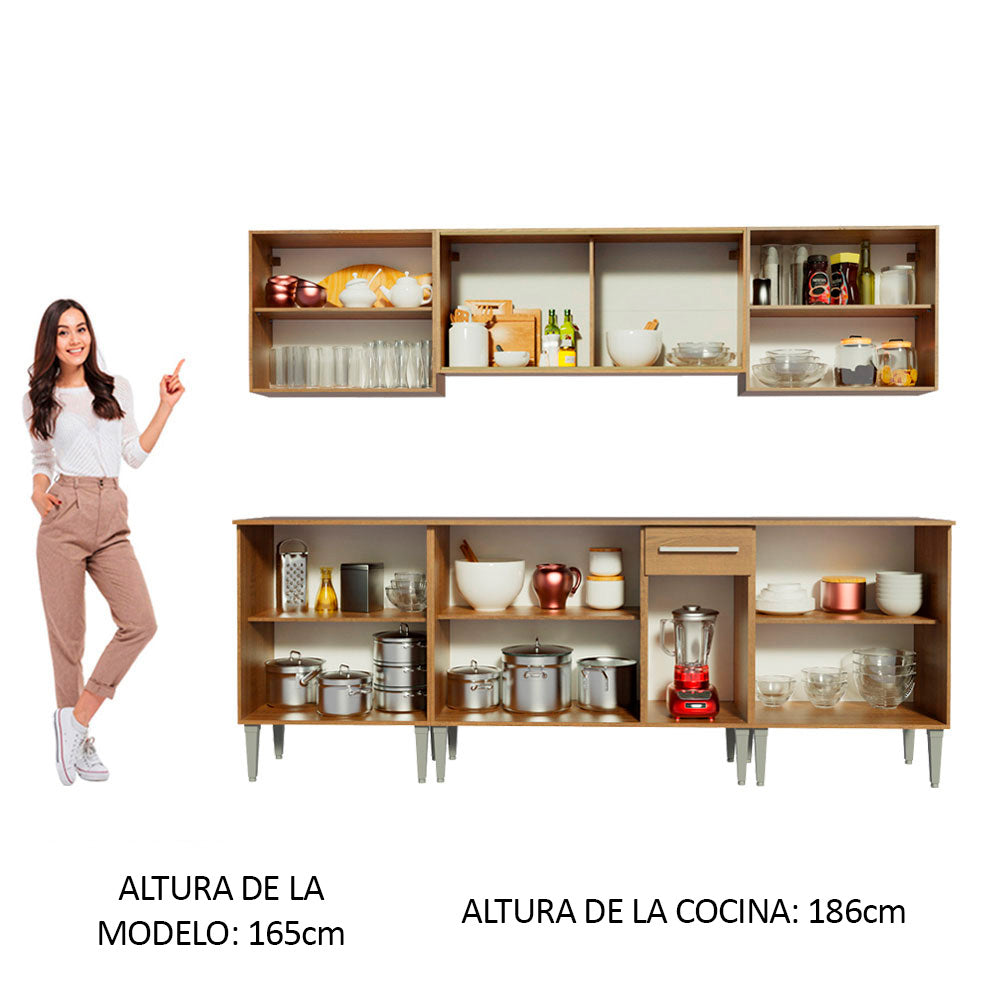 Cocina Integral Emilly Fire 2.30 Metros Marrón