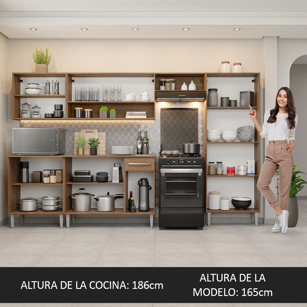 Cocina Integral Emilly 2.90 Metros Marrón/Blanco 01