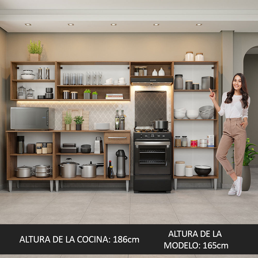 Cocina Integral Emilly 2.90 Metros Marrón/Gris 01