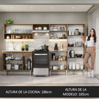 Cocina Integral Emilly 293 cm con Mesón de Acero 09 Marrón/Blanco Madesa