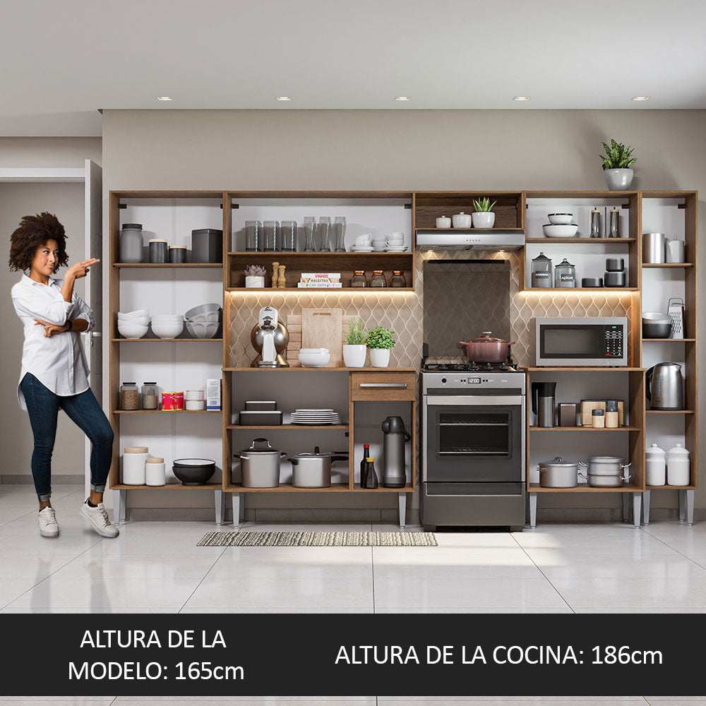 Cocina Integral Emilly 325 cm Joy Marrón/Negro Madesa