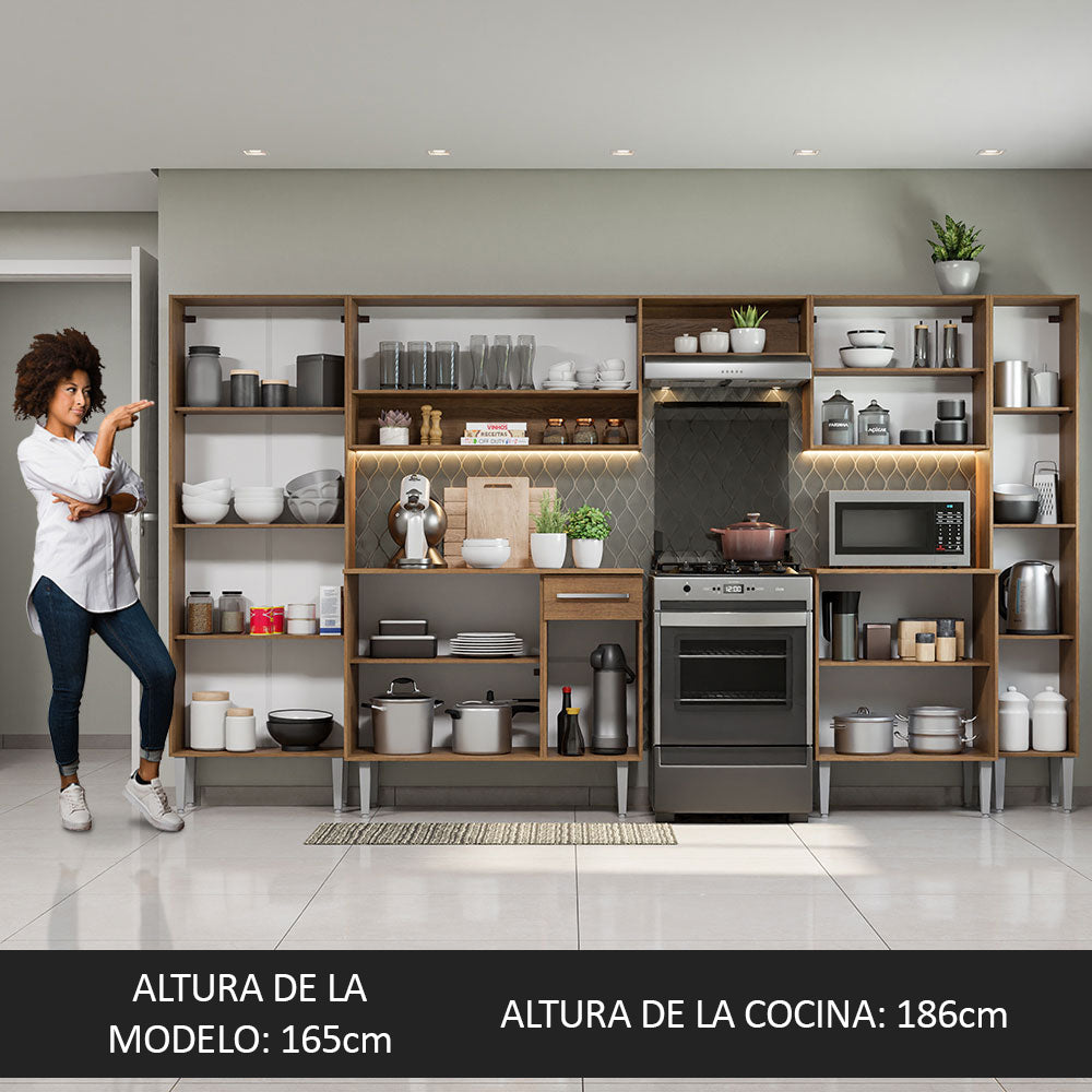 Cocina Integral Emilly Joy 3.25 Metros Marrón/Blanco